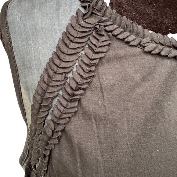 J. Crew women's S sleeveless black top silk set in by shoulder, ruffled accent - Picture 4 of 7